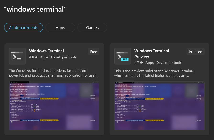 Windows Terminal in Microsoft Store Windows Terminal in Microsoft Store